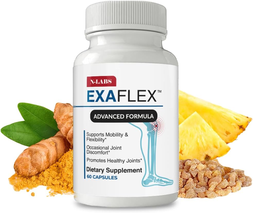 N-Labs ExaFlex Glucosamine Chondroitin MSM, Bromelain Capsules - Joint Supplements for Men and Women with Boswellia Extract, Turmeric and Quercetin - Supports Joint Health - Made in USA - 60 Capsules