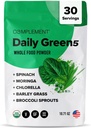 Complemento Daily Greens Powder, Super Greens Powder Superfood- Wholefood, Organic Chlorella Powder, Barley Grass Juice Powder, Broccoli Sprouts- Immune Support, Brain Health, Metal Detox- 30 Servings
