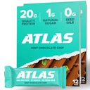 Atlas Protein Bar, 20g Protein, 1g Azúcar, Ingredientes Limpios, Gluten Free, Mint Chocolate Chip (12 Conde, Pack of 2)