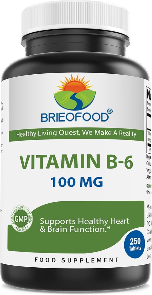 Vitamina Brieofood B6 100 mg 250 Tabletas