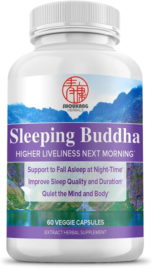 Herbal Chinese Medicine Suplementos para la calidad del sueño y la duración, Sleeping Buddha HERBALS, Quiet The Mind and Body, 60 cápsulas