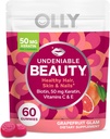 OLLY Undeniable Beauty Gummy, For Hair, Skin, Nails, Biotin, Vitamina C, Keratin, Chewable Suplemento, Grapefruit, 30 Day Supply - 60 Cuenta