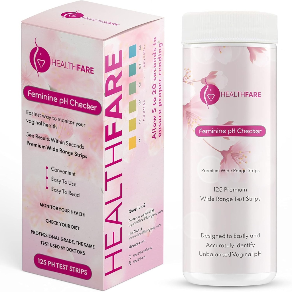 Healthfare Feminine pH Checker Test Strips to Monitor Intimate Health, Balance pH Level 3.0-5.5