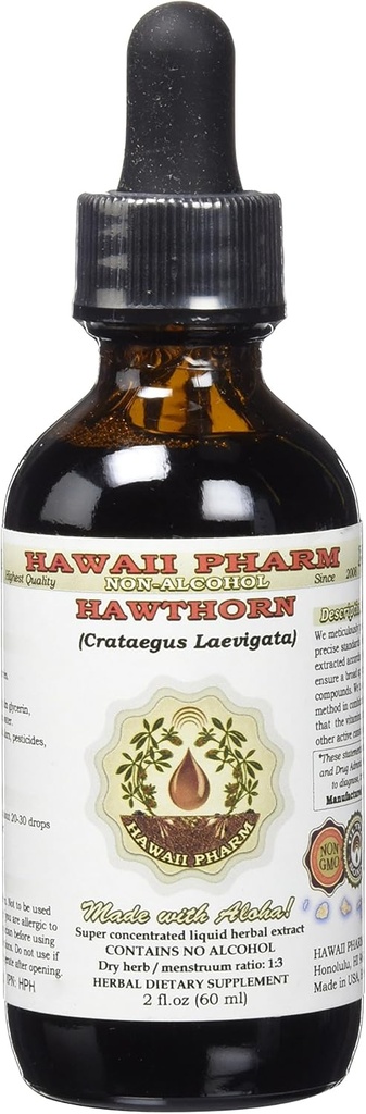 Extracto líquido libre de alcohol, Hawthorn orgánico (Crataegus Laevigata) Dried Berry Glycerite 2 oz