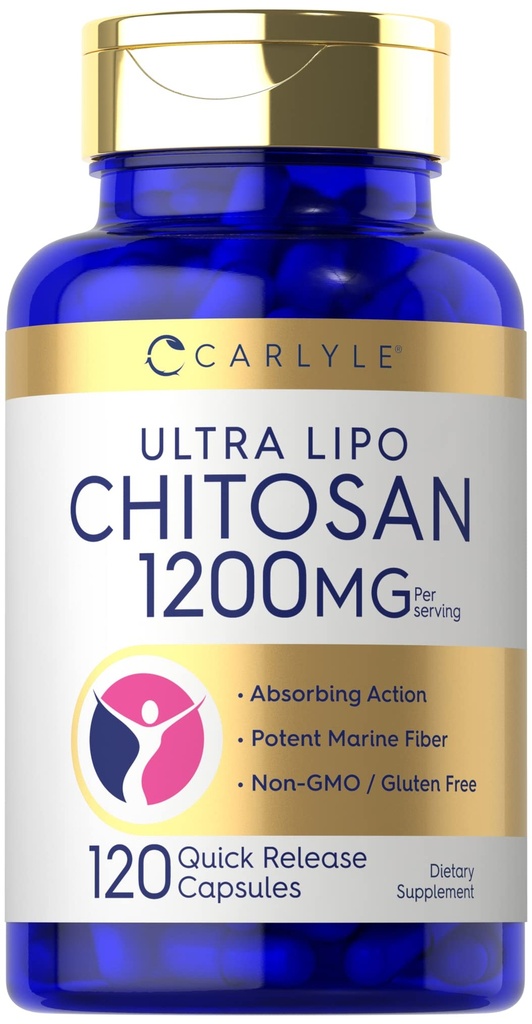 Carlyle Chitosan Suplemento 1200mg ← 120 Quick Release Capsules ← Non-GMO, Gluten Free ← Ultra Lipo