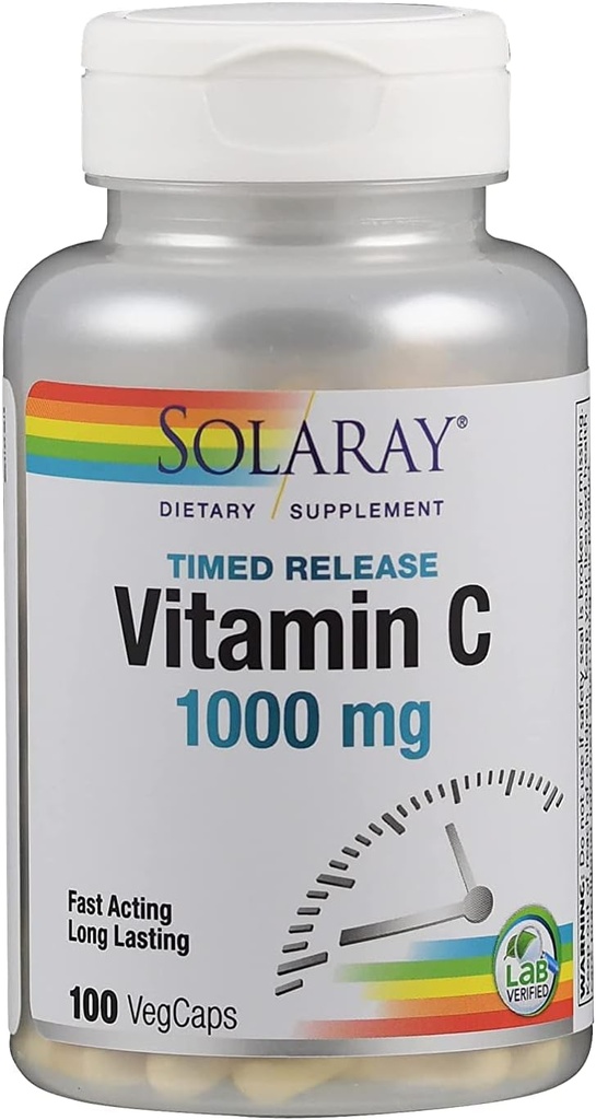 Solaray C Suplemento de liberación de dos etapas, 1000 mg, 100 conteo