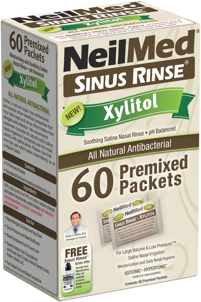 NeilMed Sinus Rinse Premixed Refill Packets con Xylitol, 60ct.