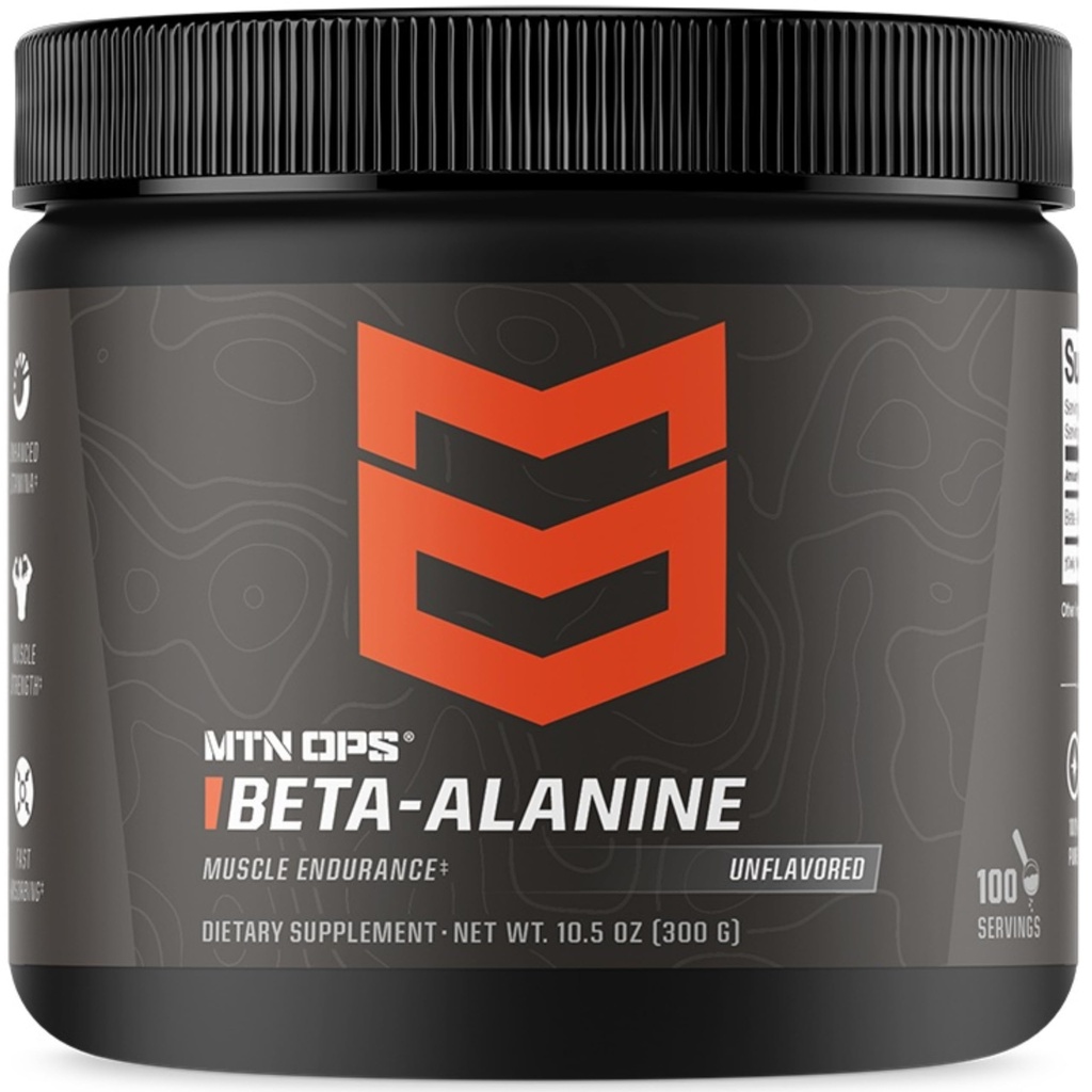 MTN OPS Beta Alanine Powder Pre Workout for Muscle Endurance & Strength, 3g de Beta Alanine por Serving, Unflavored 100 Servings