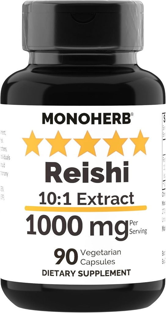 MONOHERB Reishi Mushroom Extract 1000 mg - 90 Vegetarian Capsules