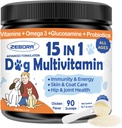 ZEBORA Pólvora multivitamínica de perros con Glucosamina, vitaminas de perros y suplementos para soporte inmunitario, piel y carne Suplemento con Omega 3 para Alivio de Alergia, Probióticos para Salud Digestiva y Gut
