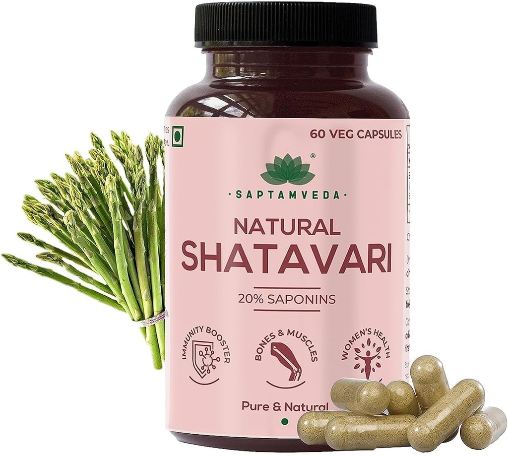 Natural Shatavari Capsules (60 Cápsula) Silencio Mujeres Wellness Capsules Silencio Hormonal Balance Silencio bueno para PCOD/PCOS ¦ Restore Stamina y Energía