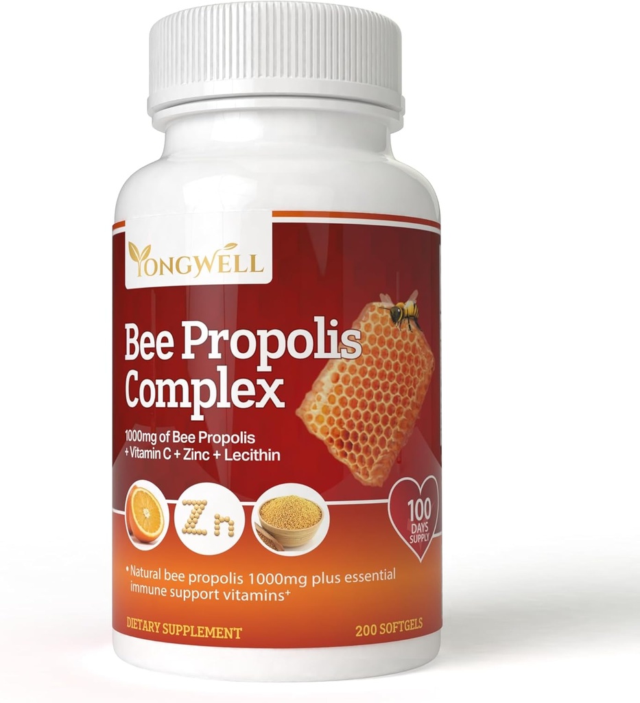 Super Bee Propolis Complex with Vitamin C, Zinc & Lecithin (200 Capsules)