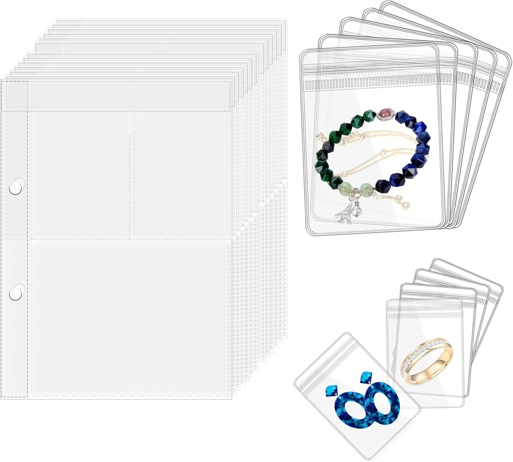 Caja de Joyería de Viajes Caja de Joyería transparente Libro de joyería Binder Bolsa para Pendientes, Anillos, Collar, Pulsera, Páginas internas y bolsas