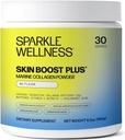 Sparkle Wellness Marine Skin Boost Plus (No Flavor) [30-Serves] Silencio Collagen Powder Supplement with Marine-derived VERISOL Bioactive Hydrolyzed Peptides Collagen, Vitamina C ' Hyaluronic Acid