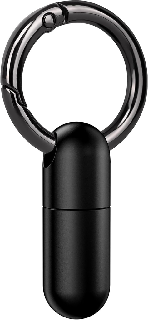 Micro Keychain Pill Holder Titanium Waterproof Mini Pill Container for Emergency Medicine,Travel Purse Pocket (Black)