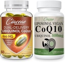 Liposomal CoQ10 800mg 1PCS Bundle with Ubiquinol CoQ10 600 MG Softgels with Omega-3 & Shilajit & PQQ 1PCS