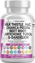 Clean Nutraceuticals Milk Thistle NAC Chanca Piedra Beet Root Artichoke Dandelion Root - Liver Cleanse Detox &amp; Repair Supplement Plus TUDCA Choline &amp; Ginger 60 Count