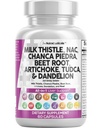 Clean Nutraceuticals Milk Thistle NAC Chanca Piedra Beet Root Artichoke Dandelion Root - Liver Cleanse Detox &amp; Repair Supplement Plus TUDCA Choline &amp; Ginger 60 Count