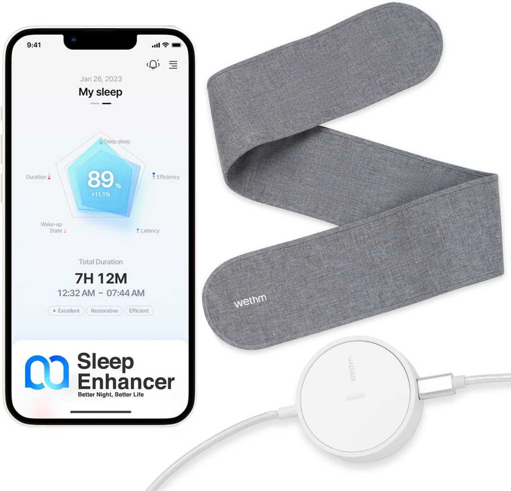 Innovative Sleep Enhancer - Non-Contact Sleep Tracking Pad with Sleep Analysis, Vibration Alarms, Breathing Disturbance and Heart Rate Monitoring - Sleep Tracker for Improved Sleep Quality