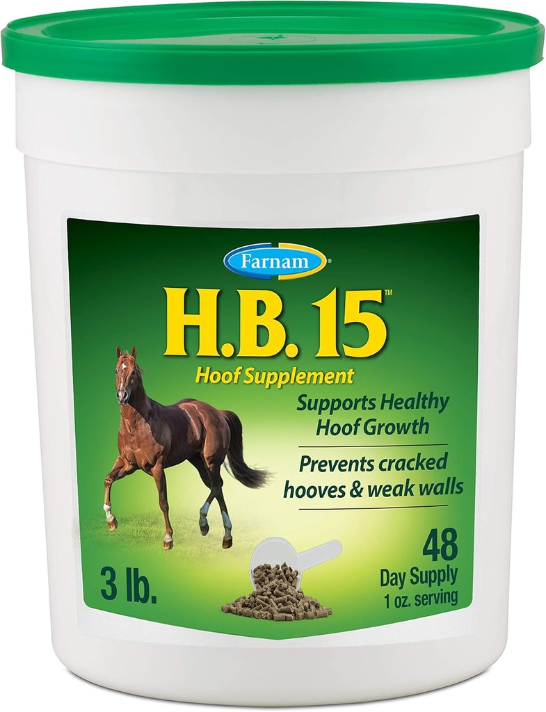 Farnam HB 15 Hoof Supplement, Supports healthy hoof growth 3 pound, 48 Day Supply