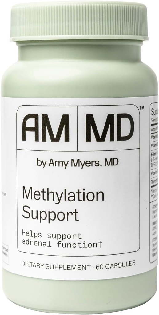 Amy Myers MD Methylation Support - MTHFR Supplement - Supports Adrenal Function, Gut & Liver Health - Contains Folate, Vitamin B12, B6 &amp; B2 - Non-Gluten-Free - 60 cápsulas (30 servidos)