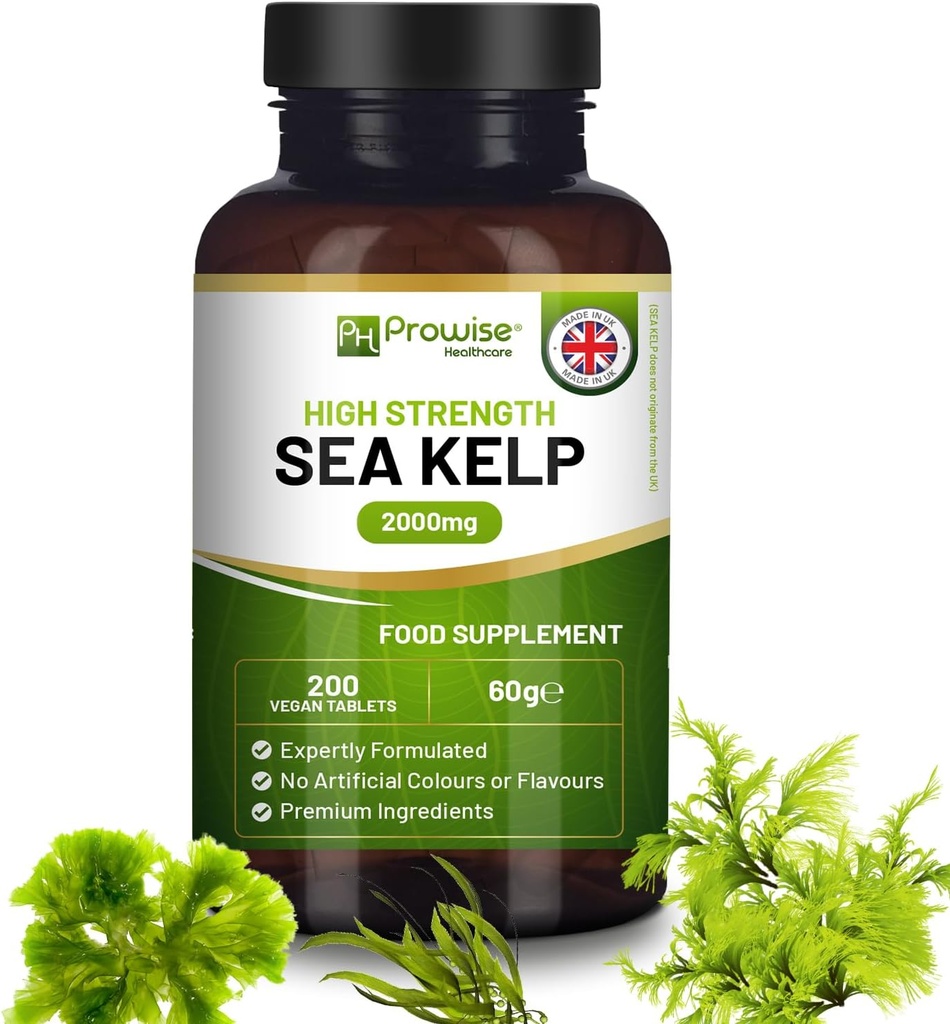 Sea Kelp 2000mg 200 Vegan Tablets ← Fuente natural de Iodine  Premium Ingredientes ← Proudly Made in The UK by Prowise