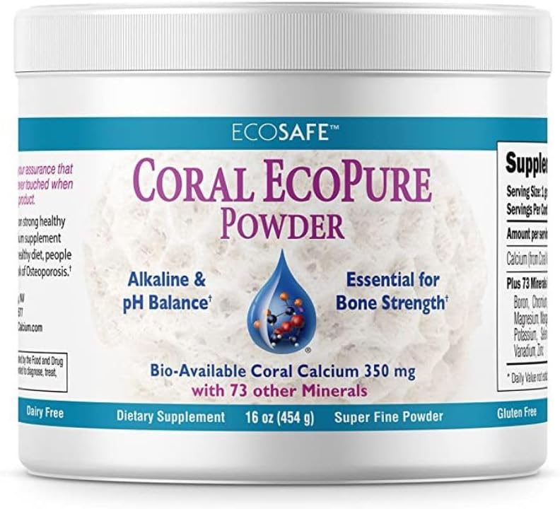 Coral Ecopure Powder, Coral Calcium Powder Supplement with Coral Minerals - 16 Ounces