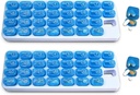 31 días Organizador mensual de píldoras con Pocket Pocket Poll Pods and Storage Tray for Vitamins, Supplements, Home, Work or Travel - 2 Pack Blue