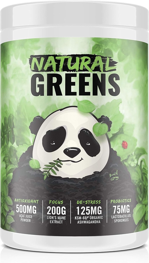 Underground Bio Labs/Panda Supps: All Natural SUPERFOOD: Greens, Reds, Golds,Probiotics,Ashwagandha and Lion's Mane, for Health and Wellness 13.76 Oz (Pineapple)