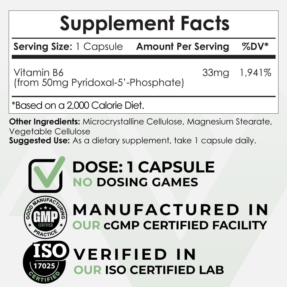 Pyridoxal-5'- Phosphate Capsules (P5P) ← Forma activa de la vitamina B6 Silencio 365 Conde Silencio Nootropics Depot