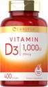 Carlyle Vitamin D3 1000IU tención 400 Softgels ← High Potency ← Non-GMO &amp; Gluten Free Supplement