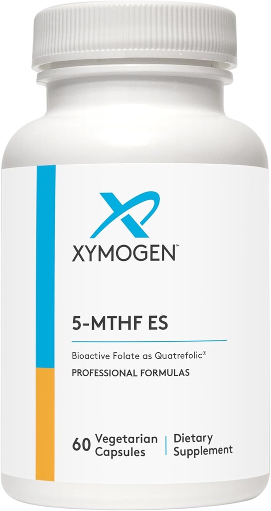 XYMOGEN 5-MTHF ES - 17.000 mcg DFE - Bioactive Folate Supplement as Quatrefolic - Mood, Cardiovascular + Methylation Support - Vitamin B Methyl Folate as L Methylfolate (60 cápsulas)