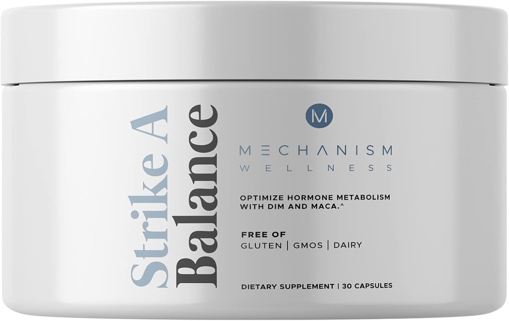 Strike A Balance Hormonal Balance Suplementos con DIM Maca Energy Mood Metabolism Prostate PMS Menopause Support Non-GMO, 30 cápsulas