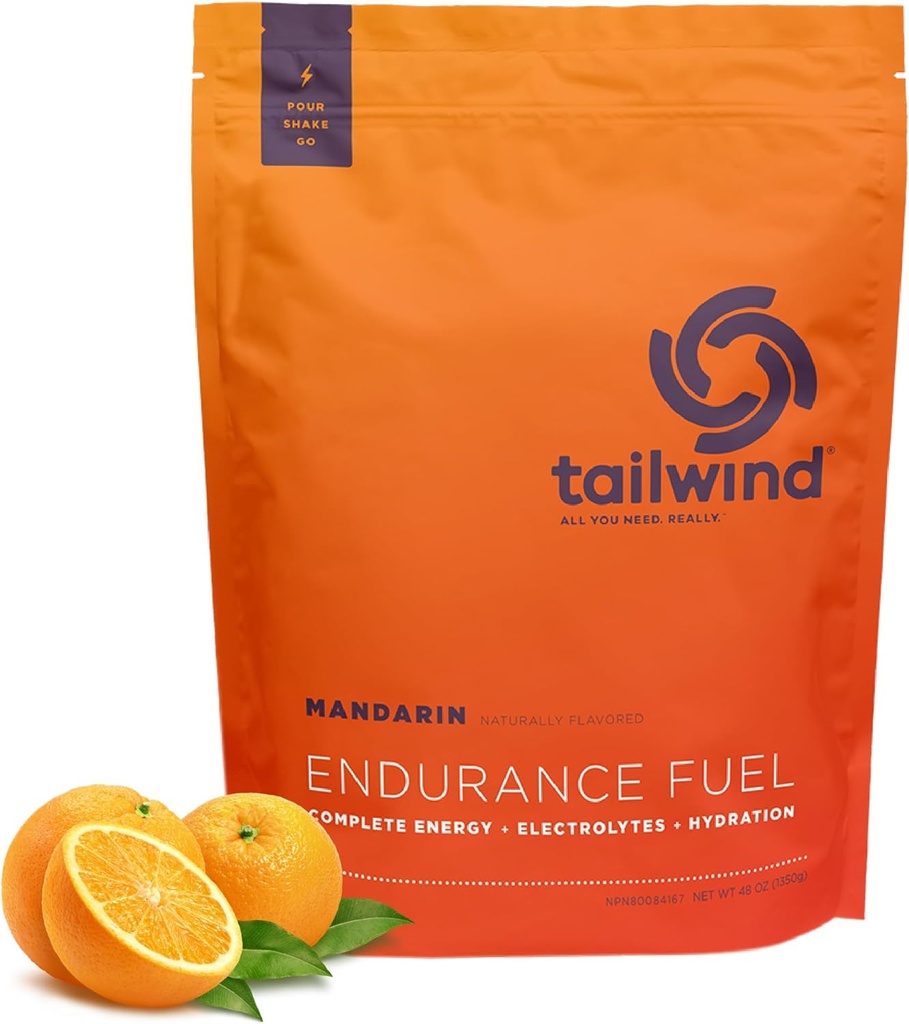 Tailwind Nutrition Endurance Fuel, Carbohydrate &amp; Electrolyte Sports Drink Mix Powder, Gluten-Free, Vegan, Mandarin, 50 Servings