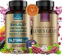 Cognitive Wellness Bundle - Reveratrol Complex " Shilajit Fulvic Acid Minerals - Sea Moss, Ashwagandha, Clinically Tested Cognigrape Red Grape Extract - Non-GMO, Gluten-free, Vegan Supplement