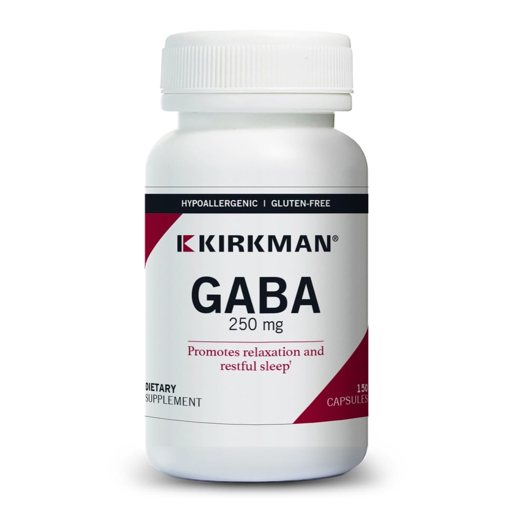 Kirkman - GABA 250 mg - 150 cápsulas - Apoya la relajación - Promueve el sueño relajante - hipoalergénico