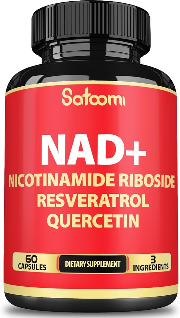 Satoomi NAD Suplemento con Nicotinamide Riboside NR, Resveratrol, Quercetin - 60 Cuenta - 30 Días