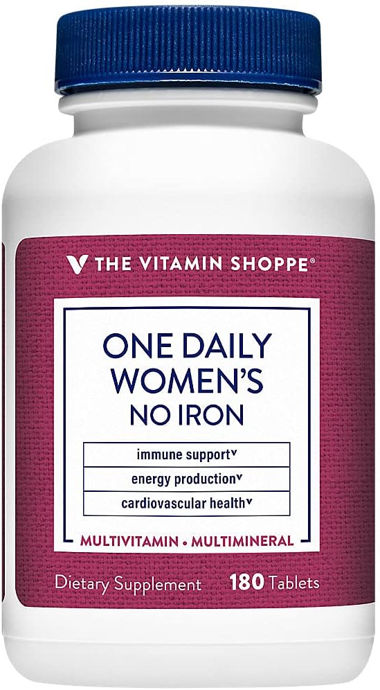 La vitamina Shoppe One Daily Women's Multivitamin with No Iron, 2,000IU Vitamin D3, Multi-Mineral Supplement, Supports Energy Production, Supports Cardiovascular and Immune Health (180 Tablets)