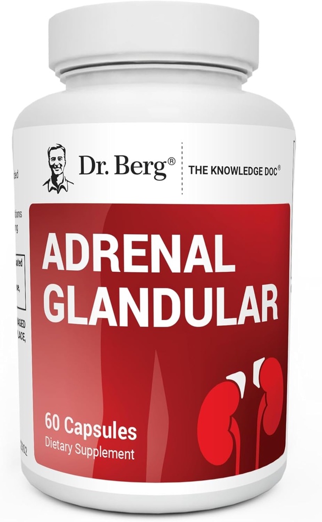 Dr. Berg Adrenal Glandular - Fórmula de Equilibrio de Hormonas que soporta Función Adrenal saludable - Suplemento de Apoyo Adrenal - 60 cápsulas