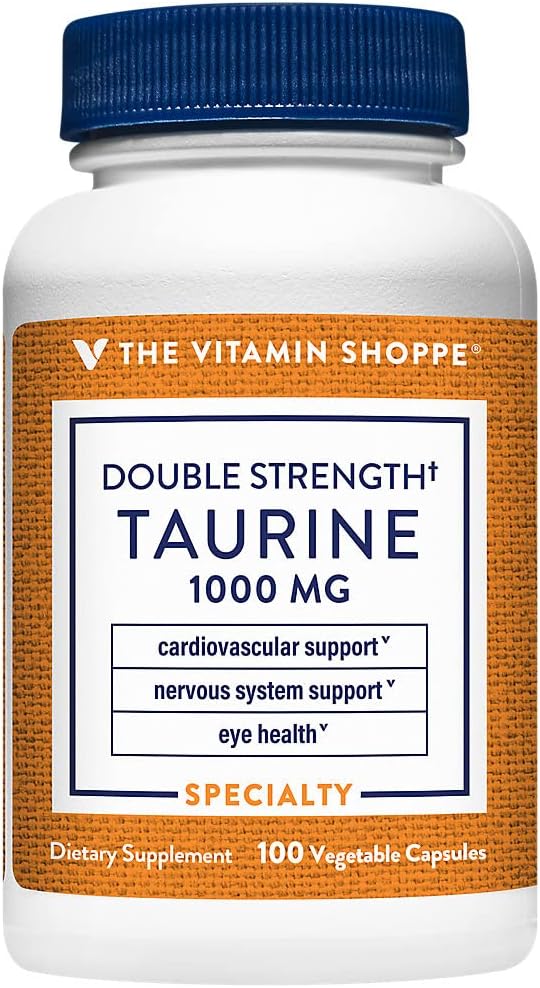The Vitamin Shoppe Double Strength Taurine - Cardiovascular & Nervous System Support - 1,000 MG (100 cápsulas vegetarianas)