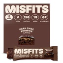 Misfits Vegan Protein Bares, Dark Chocolate Brownie - Receta original ¦ Gluten Free, Plant Based, Low Sugar & Carb, High Fiber Snacks ← Pack of 12