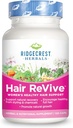 RidgeCrest Herbals Hair ReVive, Suplemento nutricional para el cabello con vitamina C, Biotina (6000mcg), zinc y cobre, Vitaminas para el cabello para las mujeres para apoyar el cabello saludable, la piel y las uñas (120 caps, 30 servidos)