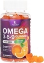 Omega 369 Gummies - Vegan Triple Omega 3 Suplemento Gummy - ácidos grasos esenciales Aceite 3 6 9 Complejo Corazón Soporte y Cerebro Soporte para Mujeres, Hombres &amp; Embarazo, Fish Free Non-GMO, Orange - 60 Gummies