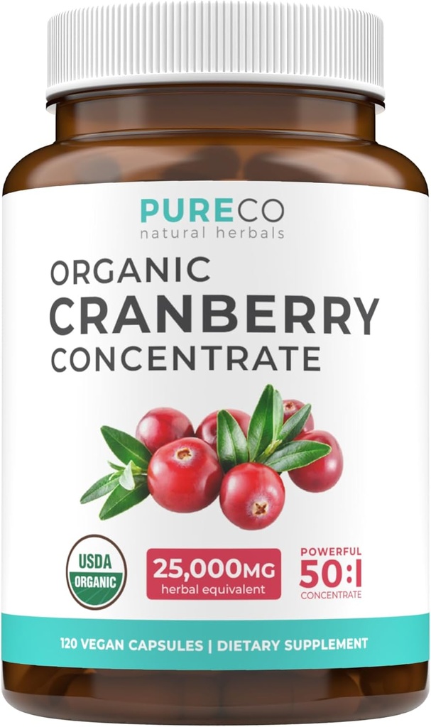 Cápsulas de extracto de arándano orgánico - Píldoras de arándano de 50X para las mujeres para apoyar la vejiga y el riñón de araña urinaria - Vegan Non-GMO USDA Organic & North American Sourced (4 Month Supply)