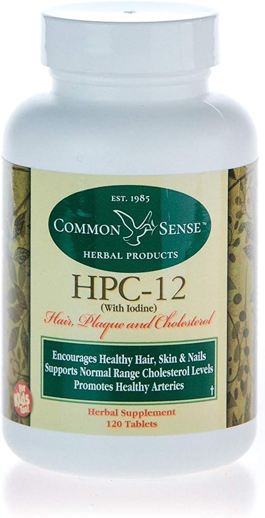 Productos herbales de sentido común HPC-12 (270): Pelo, Plaque y Colesterol con yodo