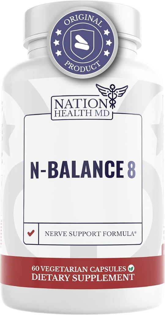N-Balance8 - Nerve Support Formula - Suplemento de apoyo Nerve con ácido alfa, benfotiamina y ALA - Suplementos de salud Nerve para hombres y mujeres, 60 cápsulas
