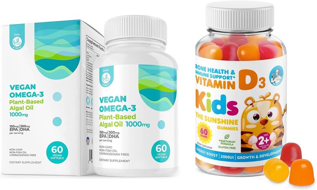 DR. MORITZ Vitamin D Gummies for Kids & Adults and Vegan Omega 3 Softgels