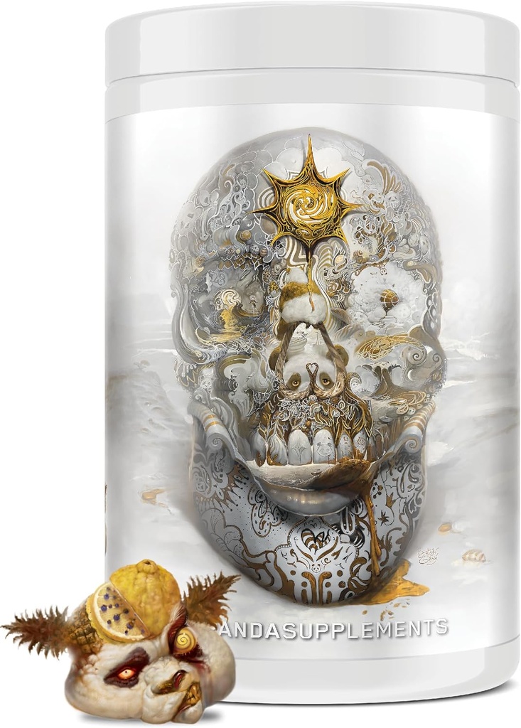 Laboratorios de Bio Subterráneo/Panda Supps Skull Nootropic Pre-Workout, 403mg Caffeine for Tunnel Vision Focus,Pump, Unparalled Energy (40 Scoops) (Lemon Blueberry Pineapple) (Insane in The Membrane)