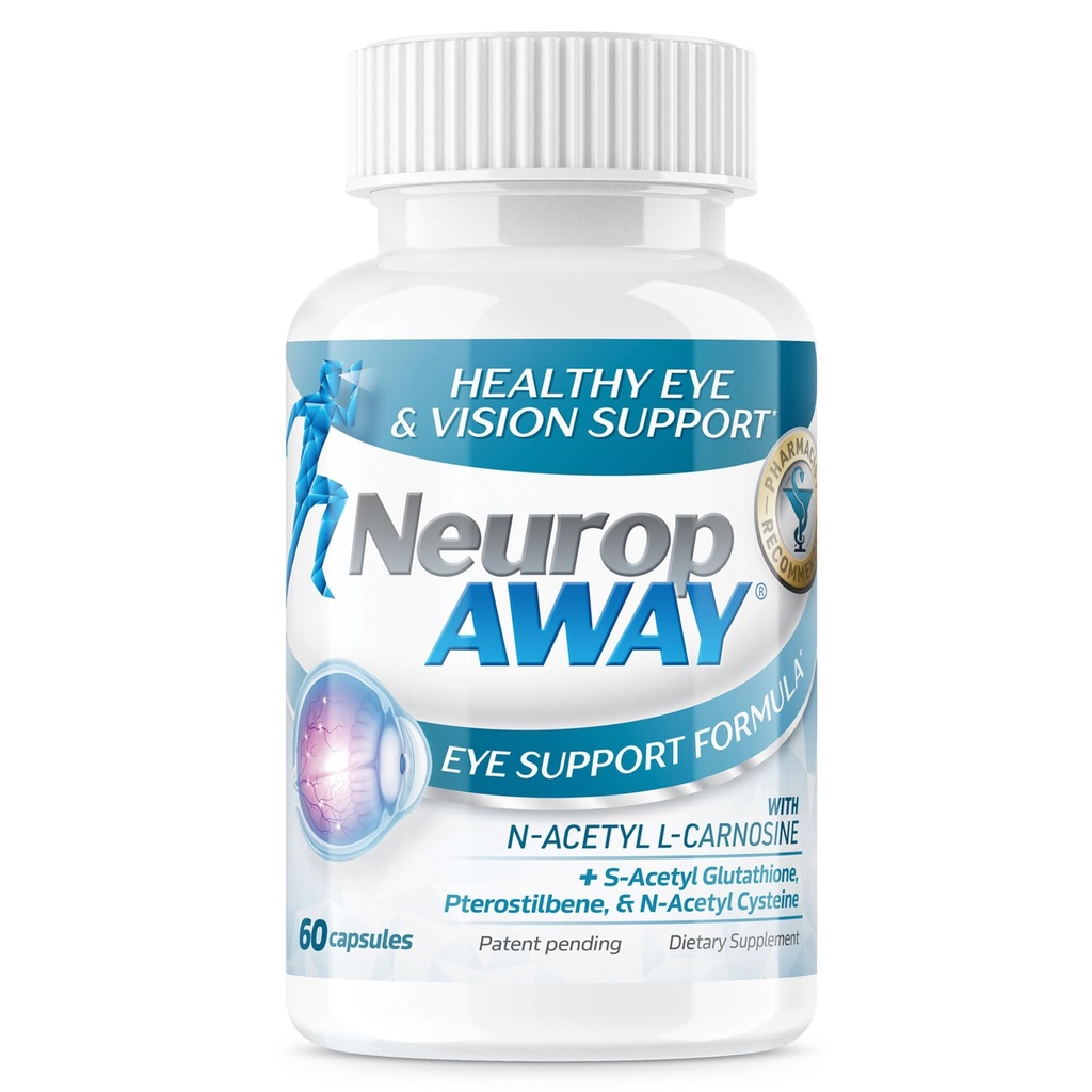 NeuropAWAY Eye Support Suplemento 60CT with Lutein N-Acetyl L-Carnosine S-Acetyl Glutathione N-Acetyl Cystiene Pterostilbene Lycopene Zeaxanthin to Support Healthy Vision, Helps Blurry and Dry Eyes