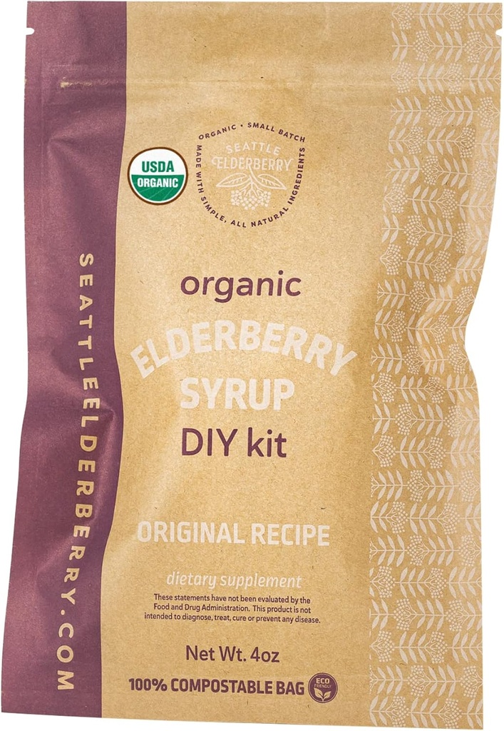 Kit de Syrup DIY – Haga su propio Syrup Suplementario Herbal Delicioso sin gluten con Potent Immune Beneficios, Conteniendo Sólo Ingredientes Orgánicos Fabricados en Batches Pequeños en Estados Unidos - 4oz